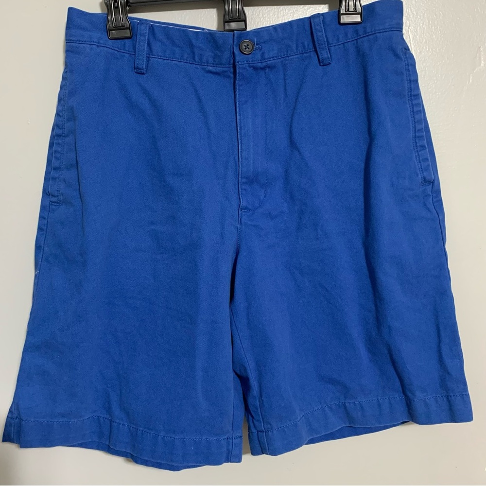 Izod Saltwater Blue Chino Shorts‎ Mens Size 32 w/ 9” Inseam Flat Front Cotton